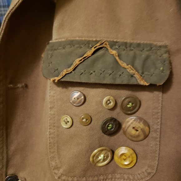 Woodshop Mullet Custom International Denim Work Jacket Visible Mending Style - Picture 14 of 15